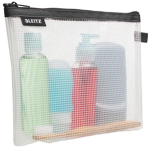 Image of Leitz Wow Cosmetic Travel Pouch, Water Resistant, Ideal Toiletry Bag, Suitable for Travel, 24x17x3cm - Black