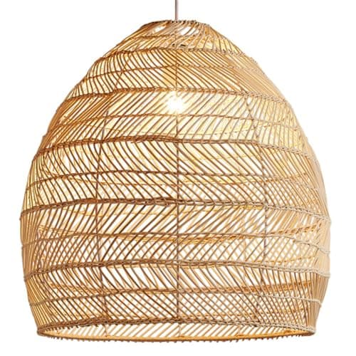 Image of SLFFLS Boho Pendant 19.7in Extra Large Lantern Rattan Basket Chandelier Iron/Wicker Dining Room Illumination Light Fixtures Farmhouse Hanging Lights For Kitchen Island Living