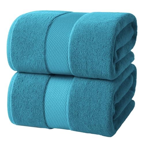 Image of Infinitee Xclusives Premium Bath Sheets Set of 2 Extra Large Bath Towels (90x180cm), 100% Cotton Super Absorbent, Quick-Dry Bath Sheet for Hotel & Spa |Serene Teal|