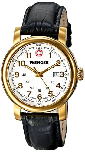 Image of Wenger Urban Classic PVD Women's Quartz Watch with Silver Dial Analogue Display and Black Leather Strap 011021109