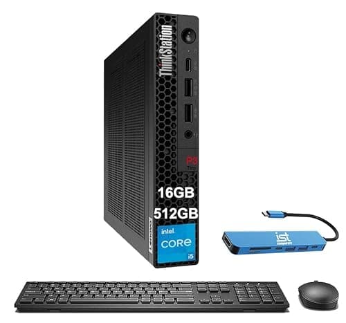 Image of Lenovo ThinkStation P3 Tiny Workstation Desktop (Intel 14-Core i5-14500 (> i7-13700), 16GB DDR5 RAM, 512GB SSD), Business Mini PC, Micro & MFF Computer, RJ-45, Wi-Fi 6, DisplayPort, HDMI, Win 11 Pro