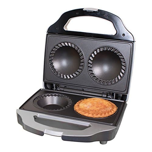 Image of Quest Double Deep Fill Pie Maker/Features Built-In Crimping Edge & Separate Pastry Cutter/Makes Pies 9cm Diameter/Non-Stick Plates / 700W