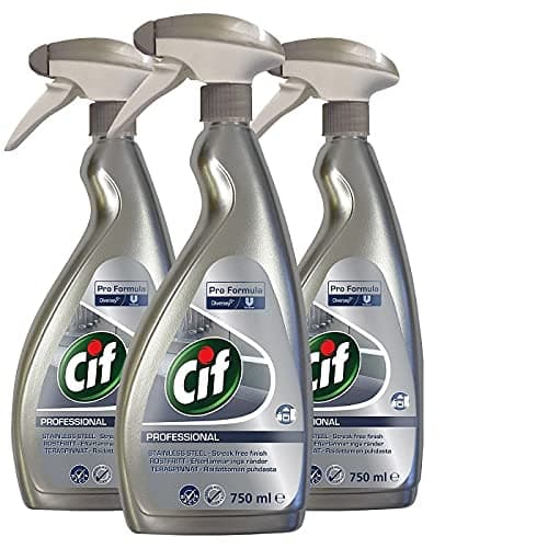 Image of 3 Pack of 750ml Cif Professional Pro Formula Stainless Steel and Glass Cleaner with Streak Free Finish