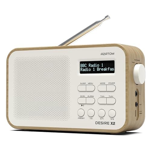 Image of DAB/DAB+ & FM Portable Digital Radio | Simple Controls | Dual Alarms & Sleep Timer | Battery & Mains Powered (4x”AA”) | Bluetooth | Perfect for Home, Office or Outdoors | AZATOM Desire X2 (Oak)