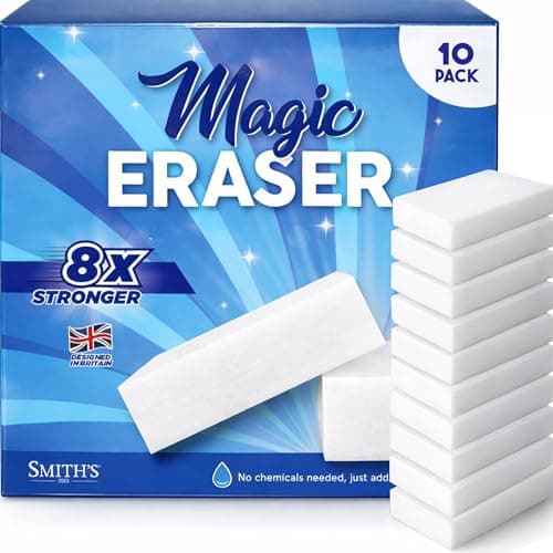 Image of Magic Eraser Sponge for Cleaning by Smith’s | 10 Pack | Trusted by Professional Cleaners | Serving UK Homes for Over 10 Years | 8X Stronger Than Cellulose | Chemical Free