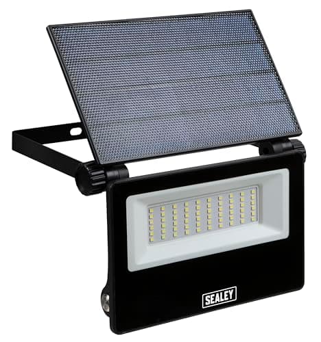 Image of Sealey 30W SMD LED Extra-Slim Solar Floodlight with Wall Bracket, 3000lm, IP65, PIR Motion Sensor - LED30S
