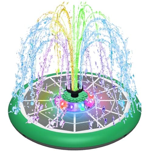 Image of SZMP Solar Fountain 5W Bird Bath Fountains with 2026 Upgrade UFO Lights, 4000mAh with 7 Nozzles & 4 Fixers, Solar Powered Fountain Pump for Hummingbirds, Pool, Pond, Garden Decor
