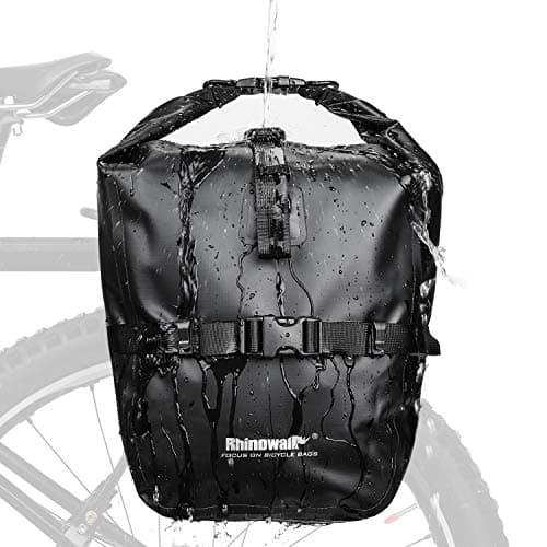 Image of Rhinowalk Bike Bag Waterproof Bicycle Pannier Rear Seat Bag for Cycling Bicycling Traveling Riding, Black