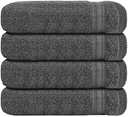 Image of WovenWonder Luxury Flannel Face Cloth Set Egyptian Cotton Super Soft Fingertip Towels 500 GSM Hotel Quality Soft Feel Washcloths (30 x 30 CM) (Charcoal Grey, 4 Pack)
