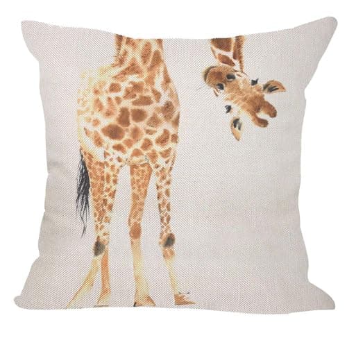 Image of Orythyra Decorative Cushion Covers 45 x 45 cm Giraffe Pillow Case Cushion Cover for Outdoor Patio Garden Blench Living Room Sofa Farmhouse Decor Rustic Linen 18x18 inches