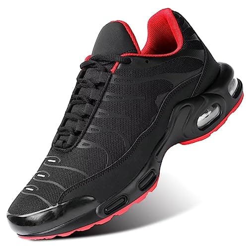 Image of Men's Fashion Sneaker Air Running Shoes for Men Athletics Sport Trainer Tennis Basketball Shoes Black Red