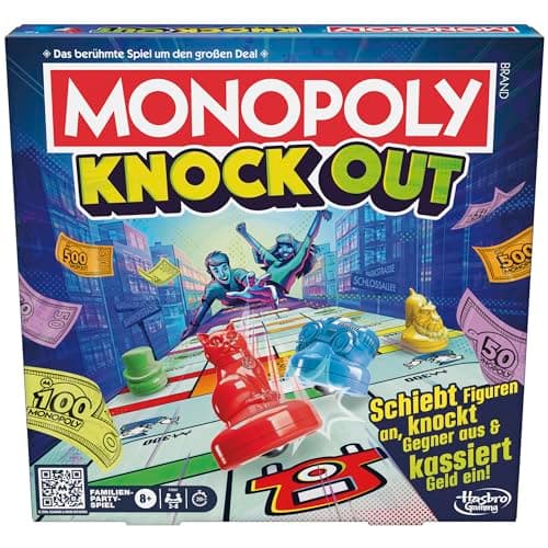 Image of Monopoly Knockout, the extra hard version of the classic, fast game on the shuffleboard for up to 8 players, Christmas board game for the whole family