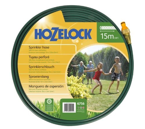 Image of HOZELOCK - Flat Sprinkler Hose 15 m : Perforated Hose Producing a Fine Spray like a Sprinkler, for Watering Narrow, Long Surfaces (27 m²), Ready to Use [6756P0000]