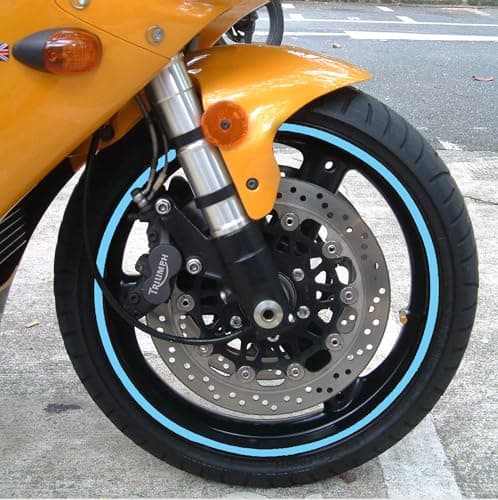 Image of Baby Blue Professional Motorbike Wheel Rim Tape (All Models) | 19 Inch Wheel Size | Decals | Rim Stripe | 24 Colours, Universal Compatibility