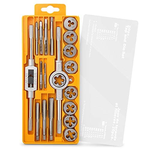 Image of Hi-Spec 20pc Metric Tap & Die Set. Complete M3 to M12 Tapping and Threading Tools with Tap Wrench Accessories