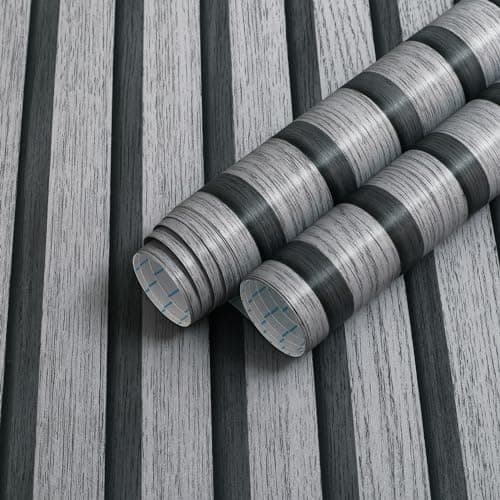 Image of Timeet Grey Wood Wallpaper Peel and Stick Wallpaper Wood Plank Vinyl Sticky Back Wooden Grain Contact Paper 44x300cm Self Adhesive Gray Wood Effect Film Waterproof for Living Room Bedroom Kitchen