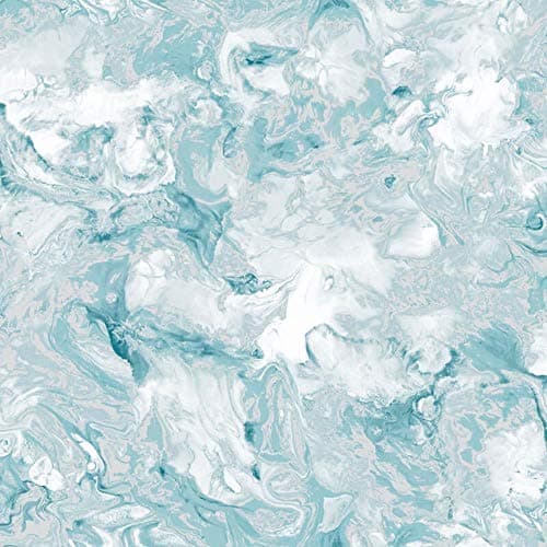 Image of YöL Elixir Liquid Marble Effect Wallpaper Swirls Teal Silver Metallic Shimmer