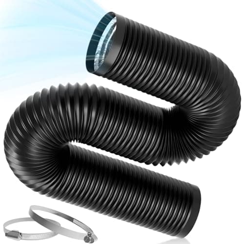 Image of Warmfay 150mm Aluminium PVC Ventilation Air Ducting 3m, Flexible Tumble Dryer Vent Hose, Black Air Ducting with 2 Stainless Steel Clamps for Universal Tumble Dryer, Cooker Hood, Extractor Fan