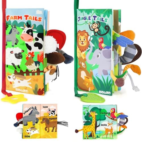 Image of BBWOO Baby Books 0-6 Months, Sensory Toys for Babies, Touch & Feel Tummy Time Books Baby Gifts for 0 3 4 6 Months Boys Girls