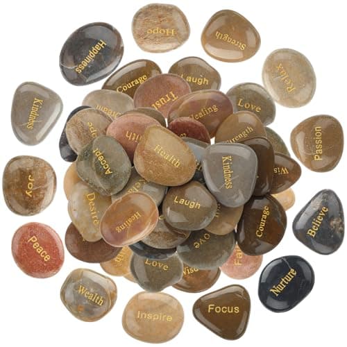 Image of 200 Pcs Chengu Engraved Inspirational Stones Bulk Encouragement Engraved Rocks Faith Prayer Stones for Employee Nurse Teacher Volunteer Appreciation Inspirational Gifts