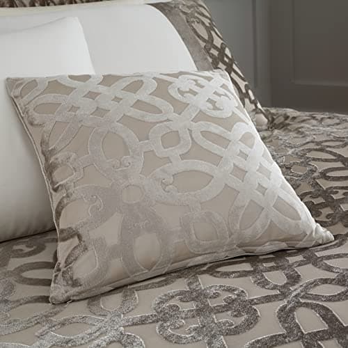 Image of Catherine Lansfield Lattice Cut Velvet 43x43cm Filled Cushion Neutral
