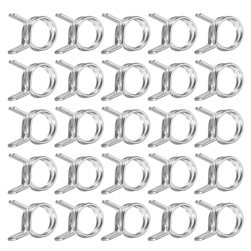 Image of sourcing map 25Pcs 10mm/0.39inch Inner Dia Double Wire Spring Hose Clamp, Stainless Steel Adjustable Spring Clips for Hose Fuel Line Silicone Tube Water Pipe Air Pipe