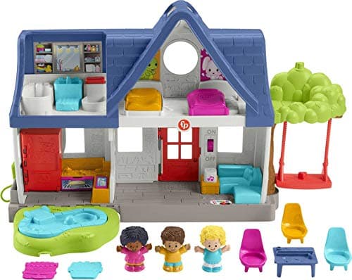 Image of Fisher-Price Little People Friends Together Play House, electronic playset with Smart Stages learning content for toddlers and preschool kids