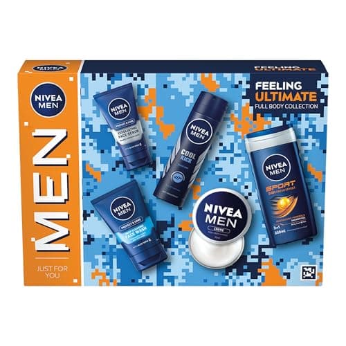Image of NIVEA MEN Feeling Ultimate Gift Set (5 Products), Men's Skincare Set with Shower Gel, Face Wash, Face Scrub, Moisturising Creme, and Anti-Perspirant Spray