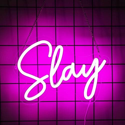 Image of Neonawall Pink Slay Neon Sign - Led Neon Light Sign for Bedroom Room Decor USB Operated Game Center Slay Neon Light for Girls Aesthetic 10"