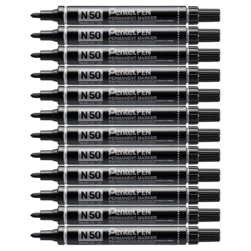 Image of Pentel N50 Permanent Marker Bullet Tip 2.2mm Line, Black ink (Pack of 12)