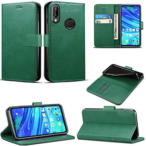 Image of Mobile Stuff Huawei P Smart 2019 / Honor 10 Lite Case, Premium PU Leather Flip Wallet Phone Case Cover with Magnetic Closure Stand Card Holder for Huawei P Smart 2019 / Honor 10 Lite (Dark Green)