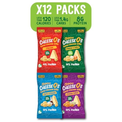 Image of CheeseO's Crunchy Baked Cheddar Bites - Keto Snacks - High-Protein Cheese Snacks - Variety Multipack 12x20g - Low Carb -Gluten Free - Vegetarian