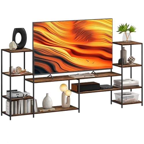 Image of HOMCOM TV Unit for TVs up to 60 Inches, Industrial TV Stand with Storage Shelves, Entertainment Centre for Living Room, Bedroom