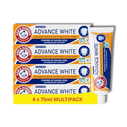 Image of Arm & Hammer Advance White Toothpaste, Baking Soda Toothpaste for a Brighter, Whiter Smile, 75 mL Tube, Pack of 4