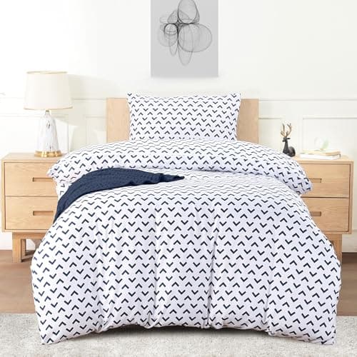 Image of Utopia Bedding Single Arrows Navy Print Duvet Cover Set - Soft Microfibre Polyester - Bedding Quilt Cover Set