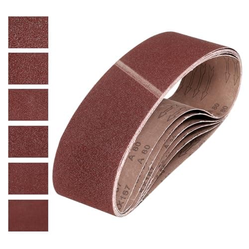 Image of sourcing map 152mm x 1220mm Sanding Belts, 6 Pcs 60/80/120/150/240/400 Grits Aluminum Oxide Abrasive Belt Sander File Belt for Woodworking, Metal Polishing, Knife Sharpener