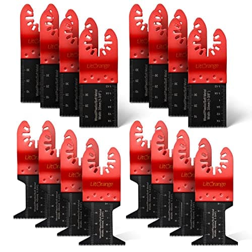 Image of Litorange 16 Pcs 35mm 1-3/8" & 45mm 1-3/4" Soft Metal Wood Cutter Saw Blades Oscillating Multi Tool, Professional Universal Oscillating Saw Blades for Wood, Plaster, Plastic, Plastic Pipes Etc