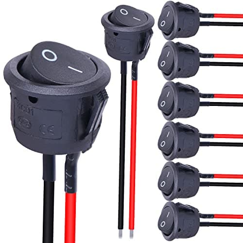 Image of Taiss 8Pcs Rocker Switch ON/Off SPST 2Pin Latching Toggle Switch Snap Round with Pre-Wired 6A/250V 10A/125V AC for Boat,Car etc.KCD1-X-Y