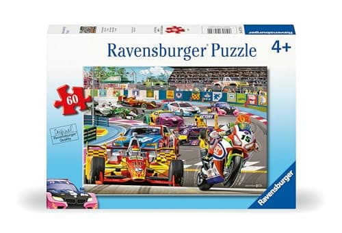 Image of Ravensburger - Racetrack Rally 60-Piece Jigsaw Puzzle for Kids, Fun & Easy Race Car Puzzle