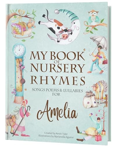 Image of Personalised Nursery Rhyme Hardback Book – Custom Name Baby Gift – Christening, Baptism or Birthday Present for Boys & Girls (Ages 0–4) - Premium Quality Hardback