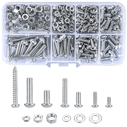 Image of Vwoqiy 380PCS Pan Head Screws with Nuts and Washers Assortment Set, M3 M4 M5 Assorted Cross Head Machine Galvanized Screws and Hex Nuts and Bolts Set for Home Office Industrial Electronic