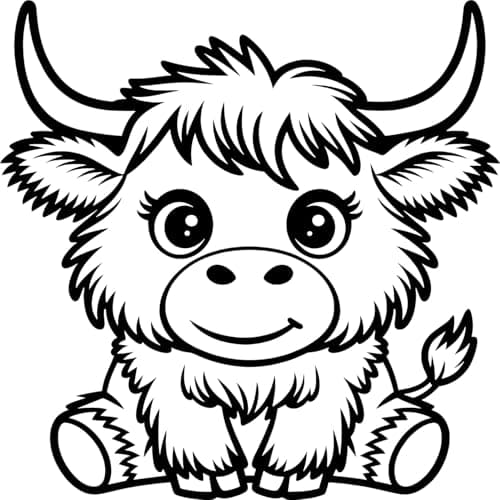 Image of Highland Cow Coo Scotland Animal Cute Vinyl Decal Sticker For Car/Window/Wall/Laptop (Black Gloss)