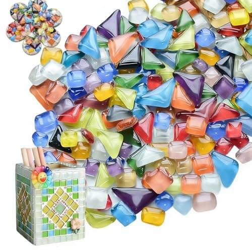 Image of Xtrillogen 900 g Crystal Mosaic Tiles Arts and Crafts,Multicoloured Mixed Stained Glass Craftwork,Mosaic Kits for Adults,Suitable for Home,Kitchen and Bathroom Decor(Mosaic B)