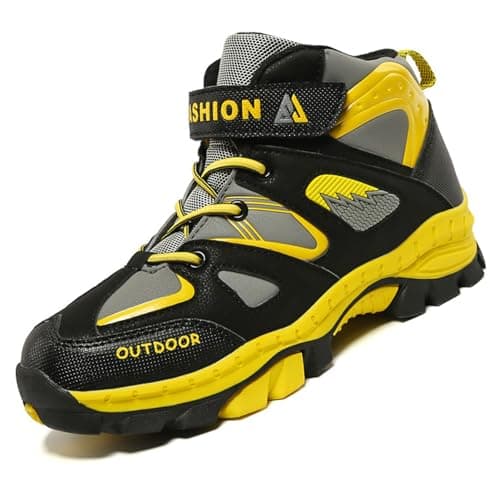 Image of Unitysow Boys Trekking & Hiking Footwear Kids Walking Boots Waterproof Trainers Running Shoes Outdoor Camping Climbing Shoes Junior Sneakers,Yellow,2.5 UK