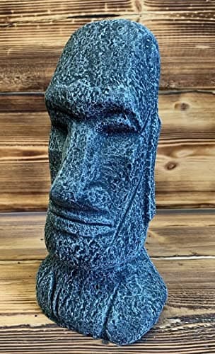 Image of J and L Stone Ornaments STONE GARDEN EASTER ISLAND HEAD / MOAI / TIKI CONCRETE PAINTED ORNAMENT