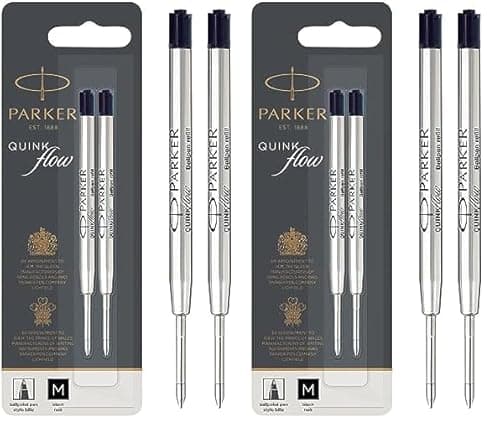 Image of Parker Ballpoint Pen Refills | Medium Point | Black QUINKflow Ink | 2 Count (Pack of 2)