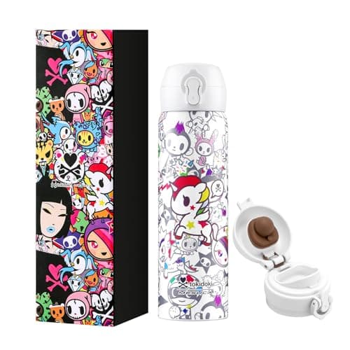 Image of Tokidoki Unicorno 16oz Insulated Stainless Steel Water Bottle - Vacuum Sealed Thermal Cup with Leak Proof Flip Lid, Double Wall Tumbler for Hot & Cold Drinks, Unicorno Design (Unicorno-01)