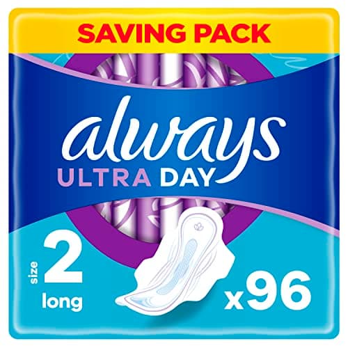 Image of Always Ultra Sanitary Towels, Size 2, Long, Moderate Flow, 96 Pads With Wings (32 x 3 Packs) SAVING PACK, Locks Wetness Leaks & Odours, Thin And Discreet