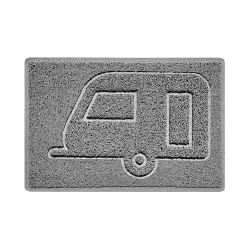 Image of Nicoman CARAVAN Embossed Shape Door Mat Dirt-Trapper Jet-Washable Doormat-(Use Indoor or Sheltered Outdoor)-(60x40cm/23.6x15.7inches, Small) Grey