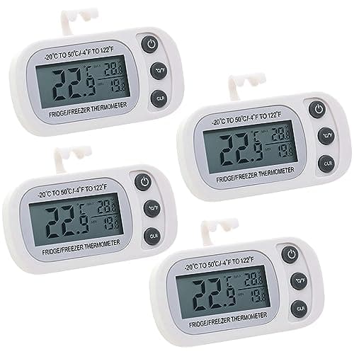 Image of Lotvic Fridge Thermometer Digital, 4PCS Refrigerator Thermometers, Freezer Thermometer with Large LCD Display Min/Max °C/°F Function, Fridge Thermometers UK for Freezer Refrigerator (4 Pack White)